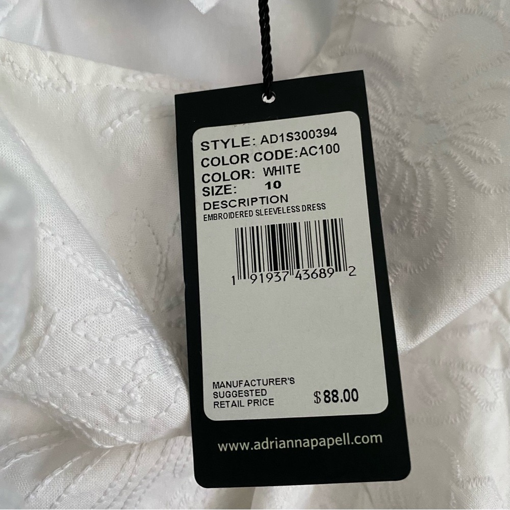 NEW Adrianna Papell White Embroidered Dress Size 10 - Picture 5 of 6